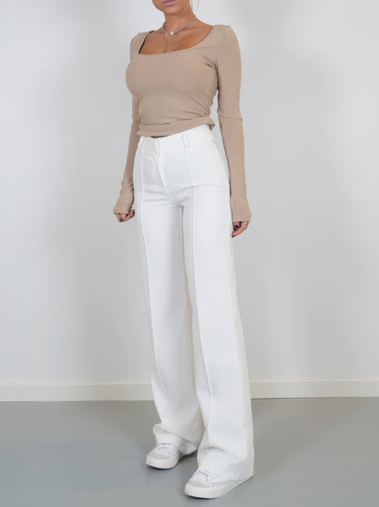 Floréa - Elegante Hochtaillierte Stretchhose mit Geradem Bein für Frauen