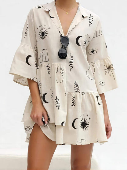 Jorivane - Weites Kurzkleid im Ethno-Stil für Damen