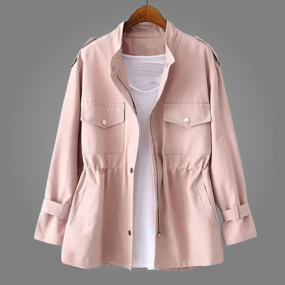 Leichte Übergangsjacke für Damen mit Taillenzug Taschen und modernem Utility Stil