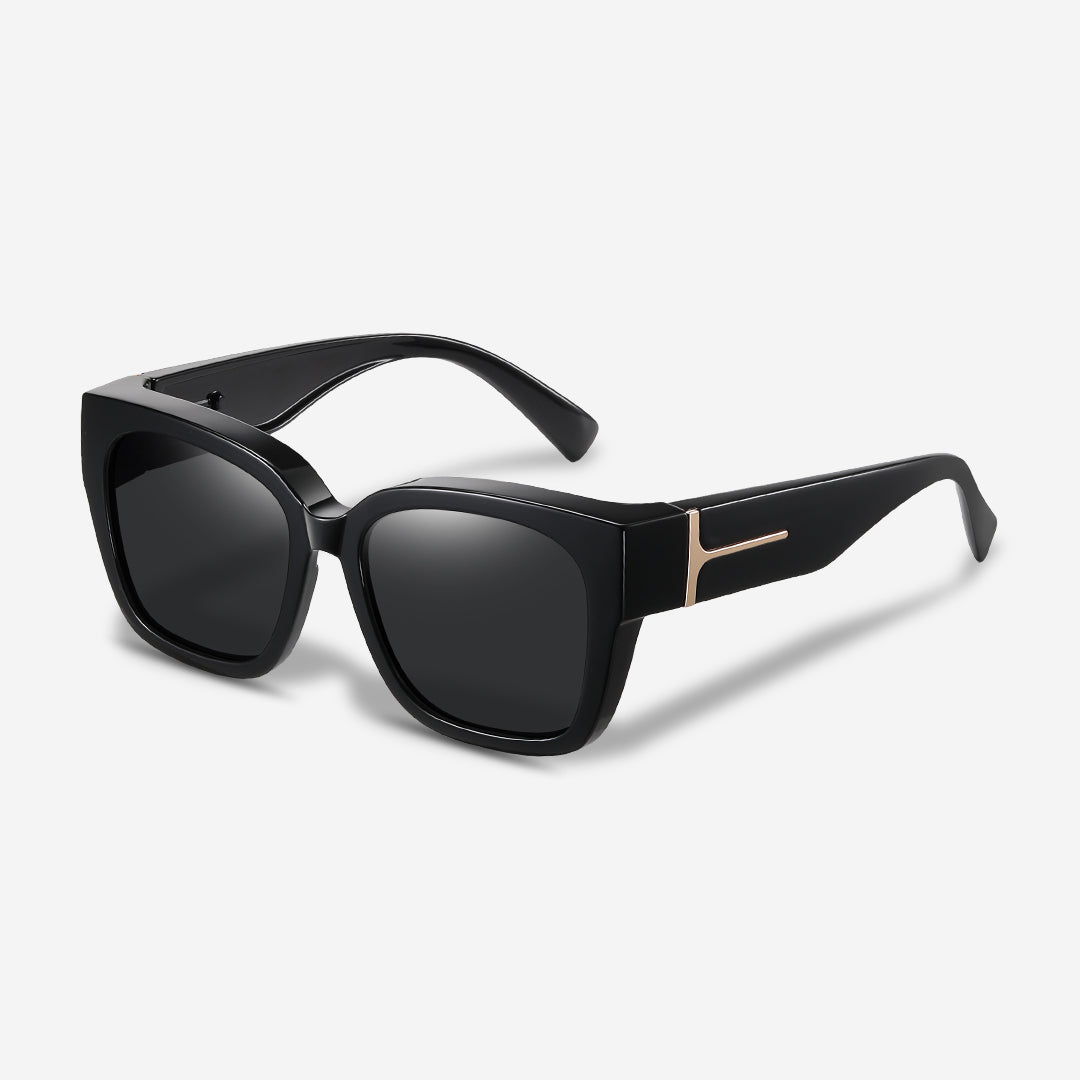 Elegante Oversize Sonnenbrille für Damen – Klassisches Design mit Gold-Detail & UV400 Schutz
