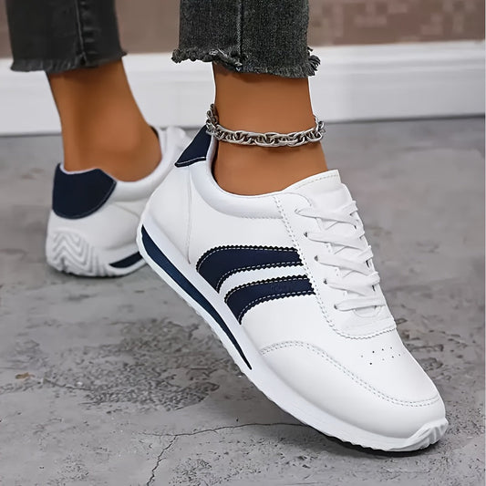Kalyne - Elegante Weiße Orthopädische Sneakers mit Schwarzen Akzenten, Perfekt für Lange Spaziergänge und Städtereisen
