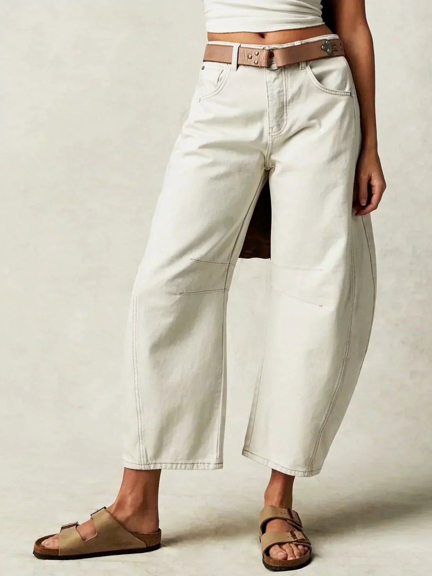 Trendige Print Jeans für Damen – Weite Baggy Denim Hose mit High Waist