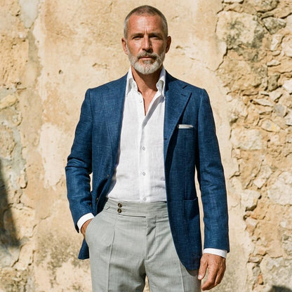 Elegantes Herren Sakko mit Leinenstruktur – Sommer Blazer Slim Fit & Atmungsaktiv