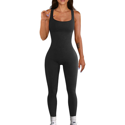 Élinaé - Nahtlose Eleganz | Moderne Athleisure-Jumpsuit für Damen, Ärmellos und Rippstrick