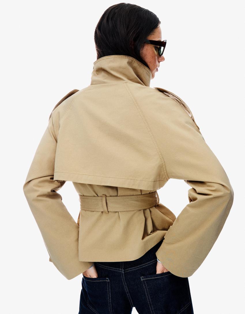 Elvire - Modischer Kurzer Frühlings-Trenchcoat für Frauen, Mit Knöpfen und Taillengürtel