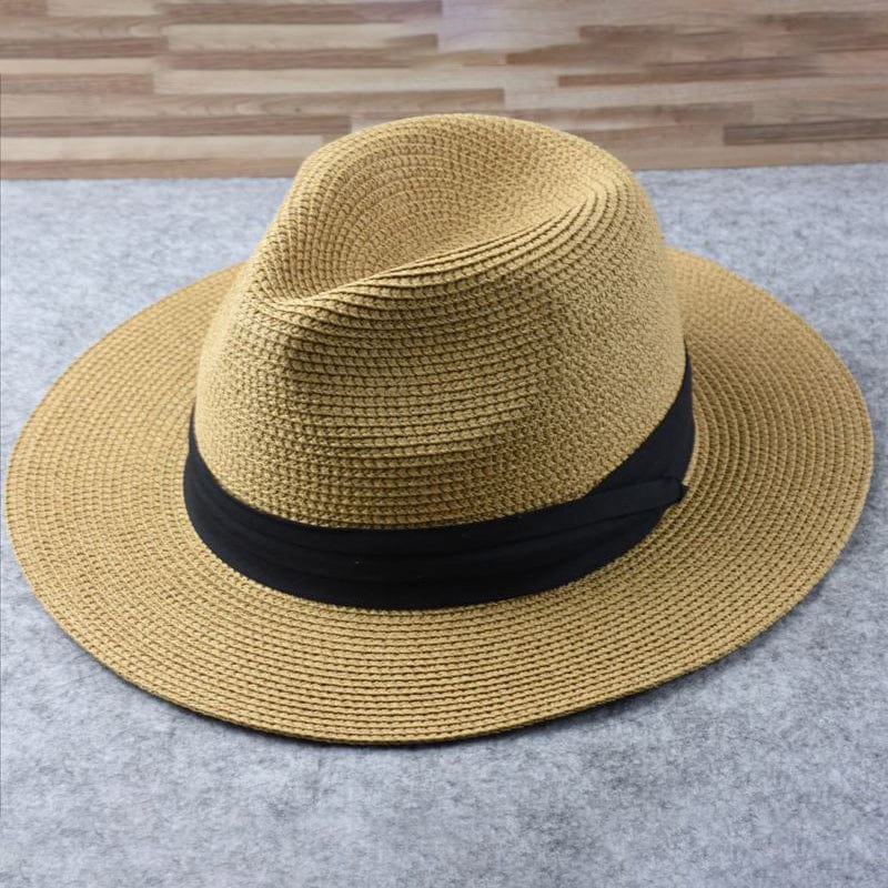Klassischer Fedora Strohhut für Herren – Eleganter Sommerhut mit UV-Schutz & Reiseetui