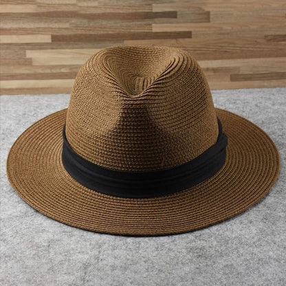 Klassischer Fedora Strohhut für Herren – Eleganter Sommerhut mit UV-Schutz & Reiseetui
