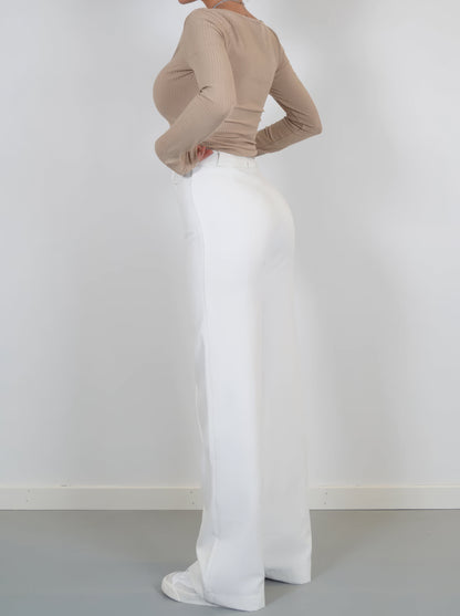 Floréa - Elegante Hochtaillierte Stretchhose mit Geradem Bein für Frauen