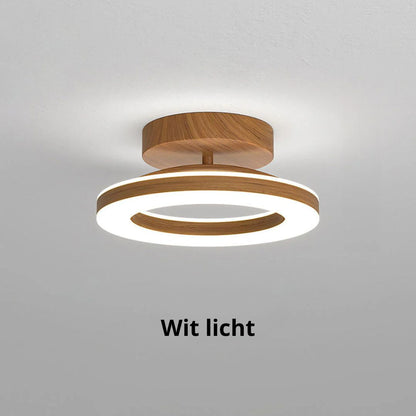 Annelis - LED Deckenlampe Offener Ring mit Holzrahmen