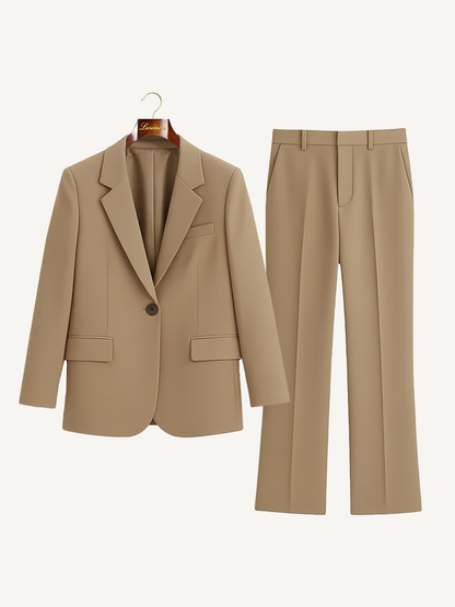 Eleganter Hosenanzug für Damen – Moderner Business Blazer & Stoffhose Set