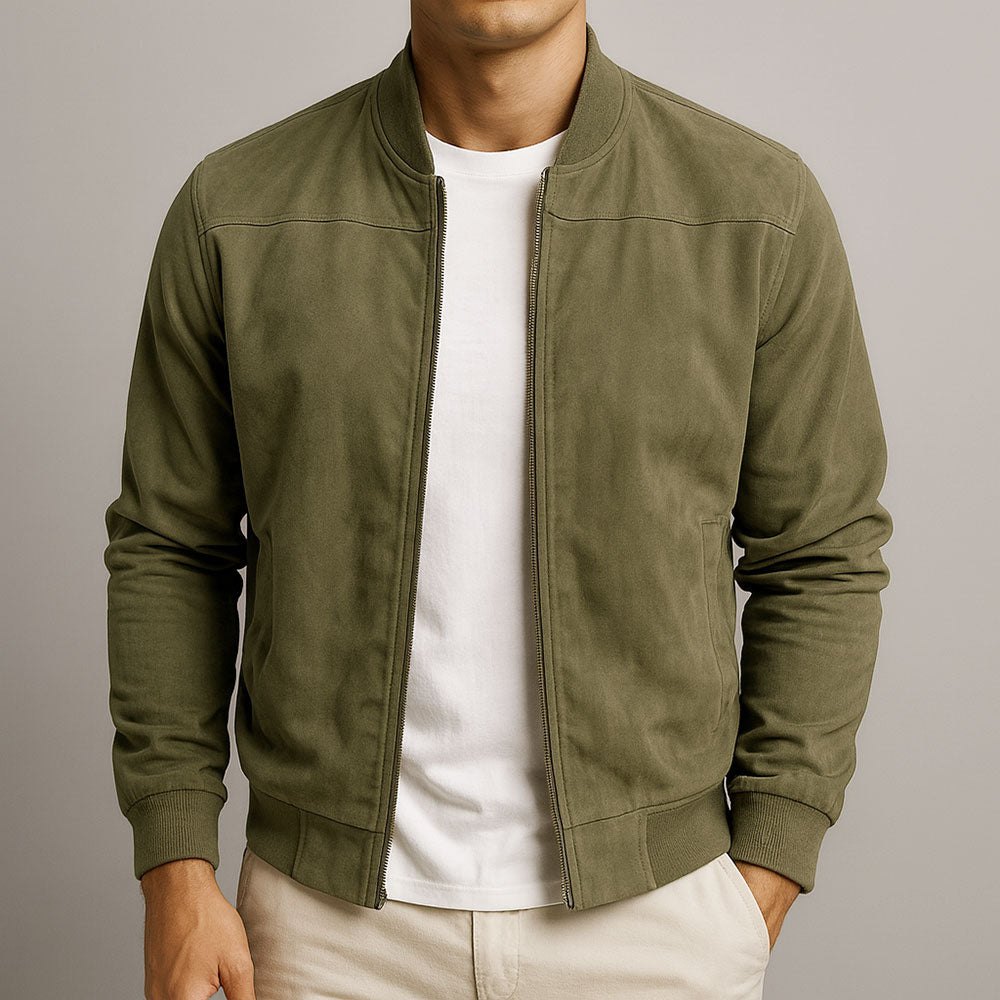 Herren Wildleder-Look Bomberjacke – Elegante Übergangsjacke Slim Fit & moderner Casual Style