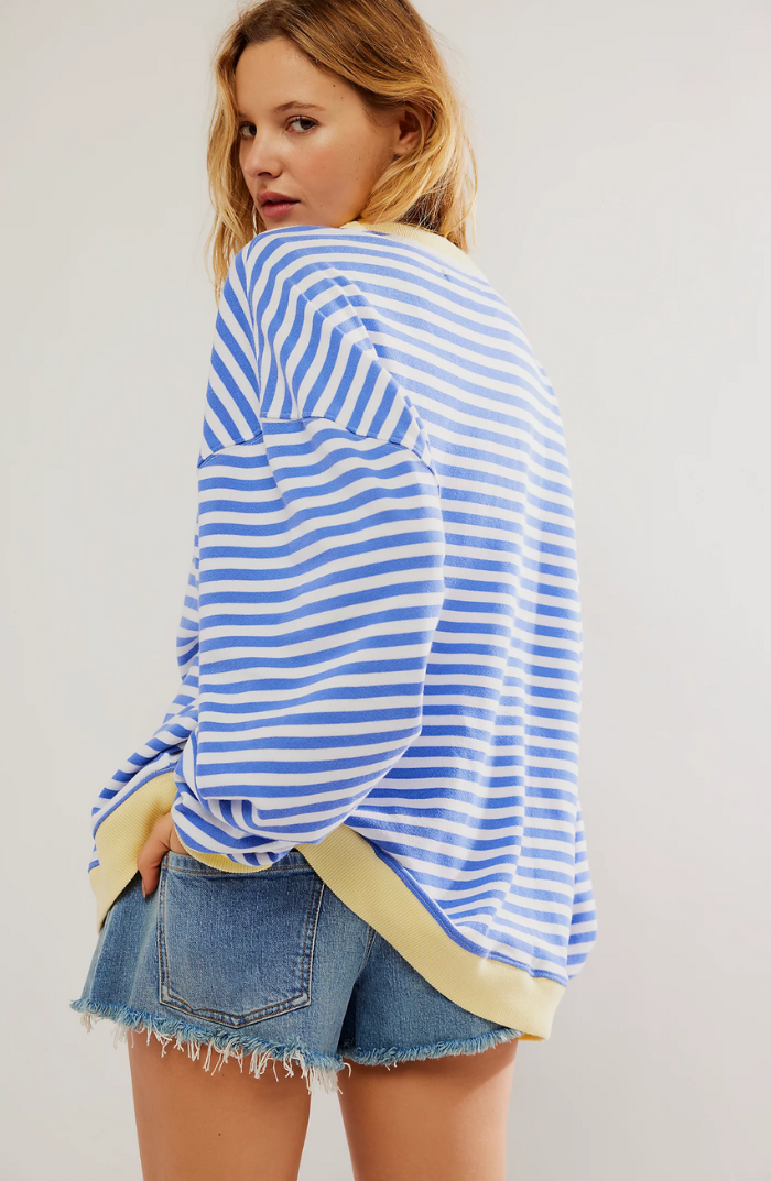 Oversize Damen Sweatshirt mit Streifen – Lässiger Pullover im Colorblock Look & weicher Komfort