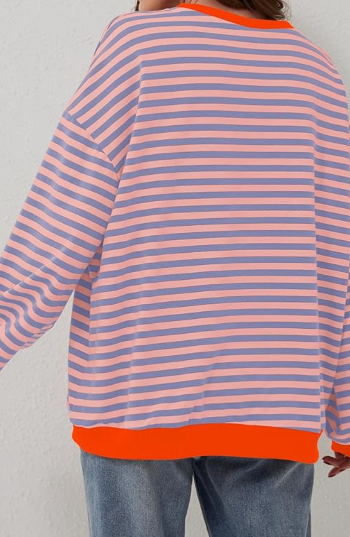 Oversize Damen Sweatshirt mit Streifen – Lässiger Pullover im Colorblock Look & weicher Komfort
