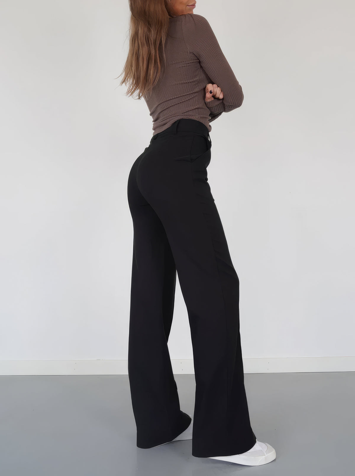 Floréa - Elegante Hochtaillierte Stretchhose mit Geradem Bein für Frauen