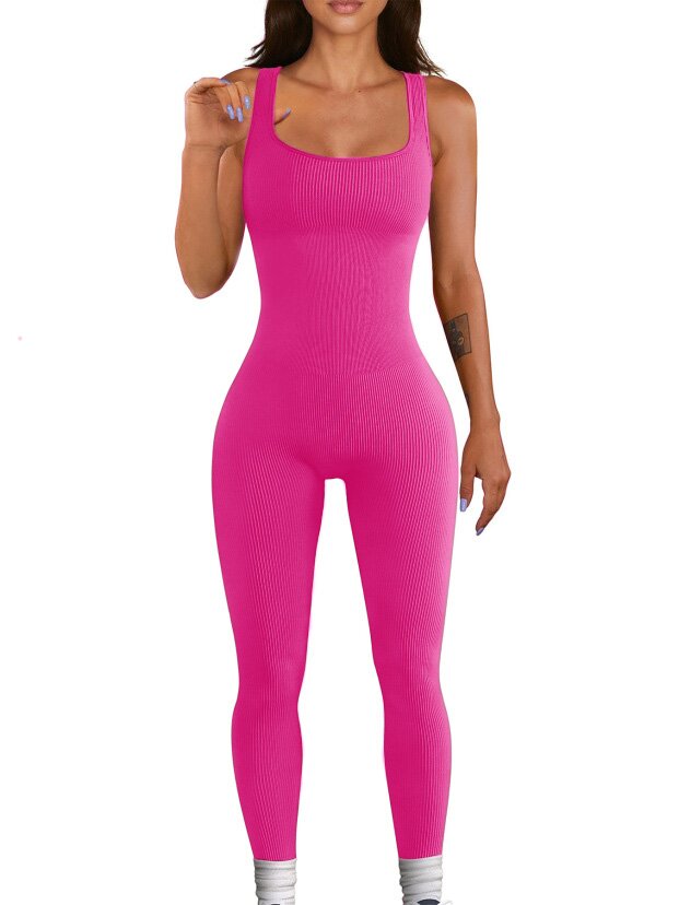 Élinaé - Nahtlose Eleganz | Moderne Athleisure-Jumpsuit für Damen, Ärmellos und Rippstrick