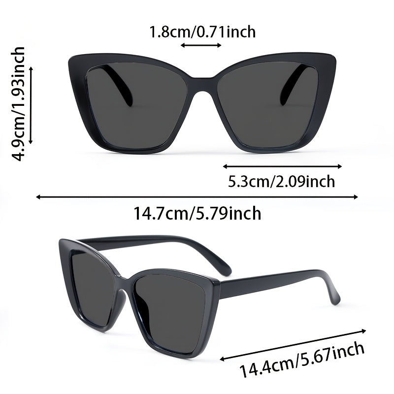 Cat-Eye Sonnenbrille UV400 mit breitem Rahmen für Damen – Klassische Oversize Shades