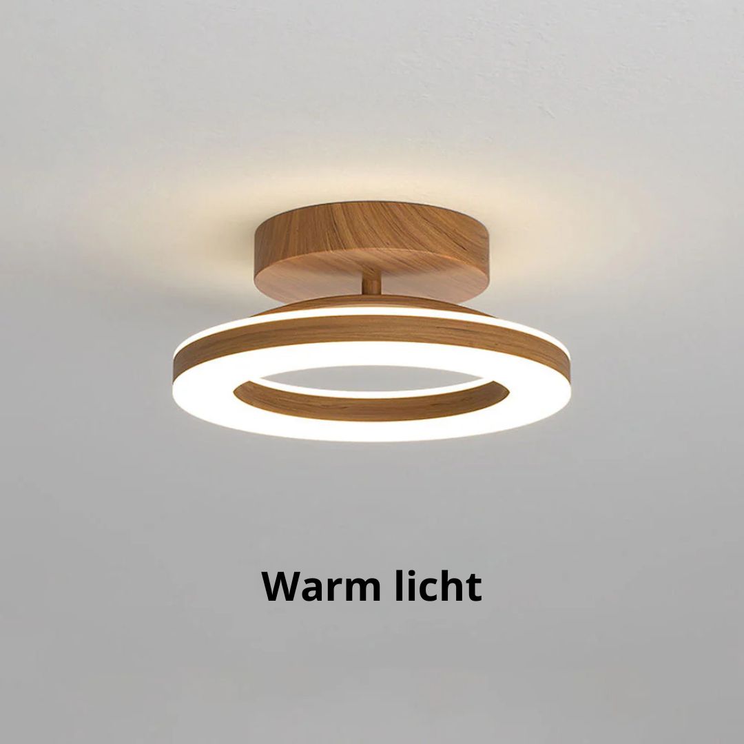 Annelis - LED Deckenlampe Offener Ring mit Holzrahmen