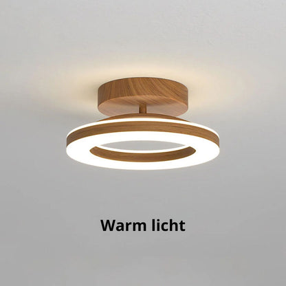 Annelis - LED Deckenlampe Offener Ring mit Holzrahmen