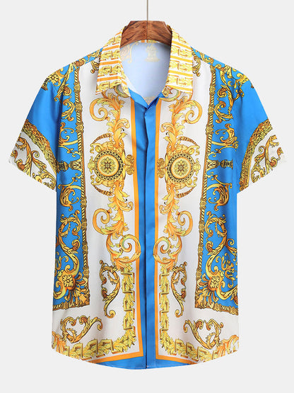 Stylisches Sommer Set mit Barock-Print – Kurzarm Hemd & Shorts für Herren