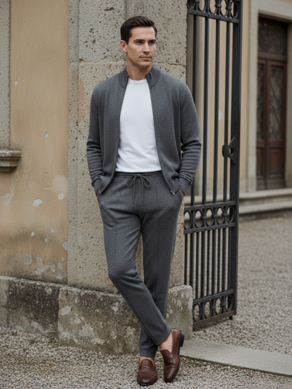 Elegantes Herren Lounge Set – Strickjacke & Jogginghose Komfortabel & Modern