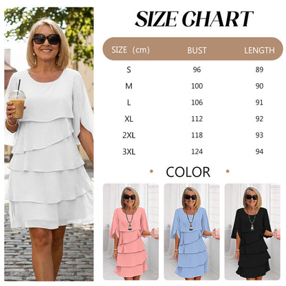 Elegantes Layered Rüschenkleid mit Flatterärmeln für Damen – Luftiges Sommerkleid mit lockerem Schnitt