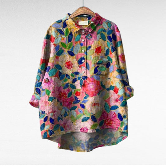 Liorine - Klassische Bluse mit leichtem Blumenmuster für Frühling und Sommer für Damen