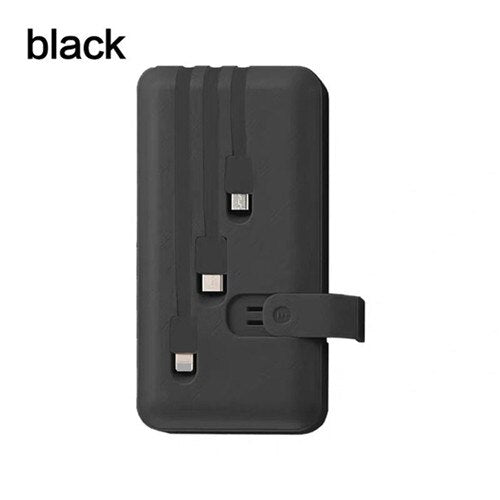 ElectraMax - Powerbank 30 000 mAh – Schnellladung – Hohe Kapazität – 4 USB – Externe Batterie mit integrierten Kabeln und Anzeige – Für iPhone und Xiaomi