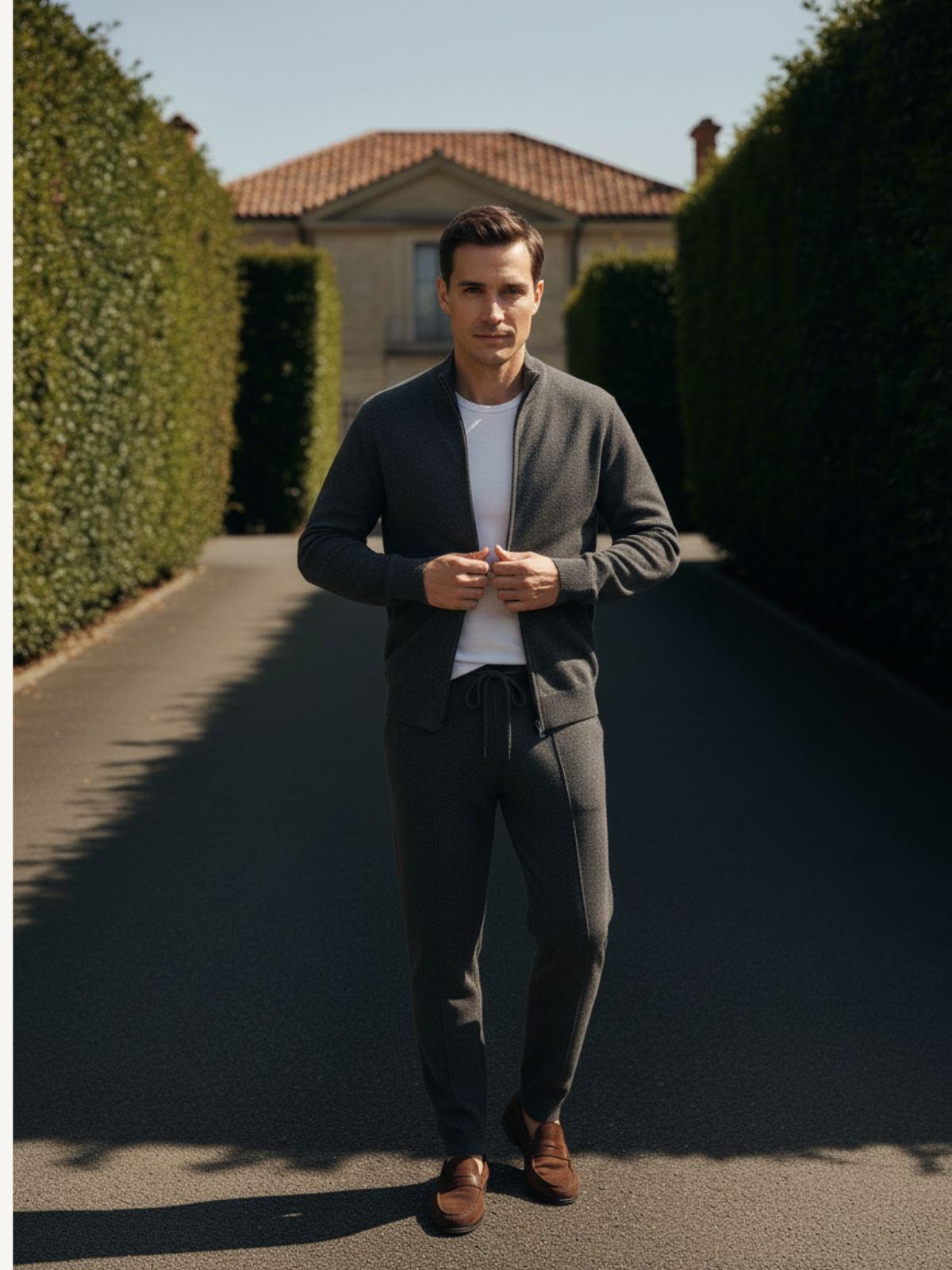 Elegantes Herren Lounge Set – Strickjacke & Jogginghose Komfortabel & Modern