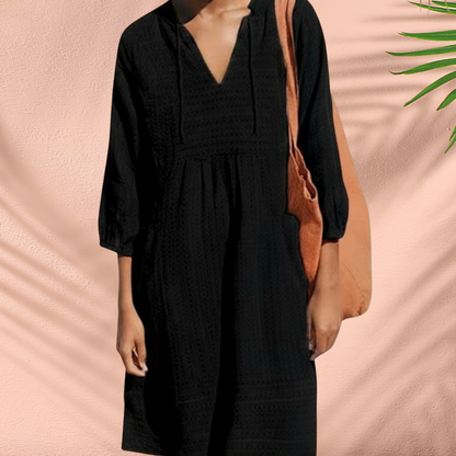 Luftiges Tunika Kleid für Damen – Lockeres Sommerkleid mit V-Ausschnitt & Taschen