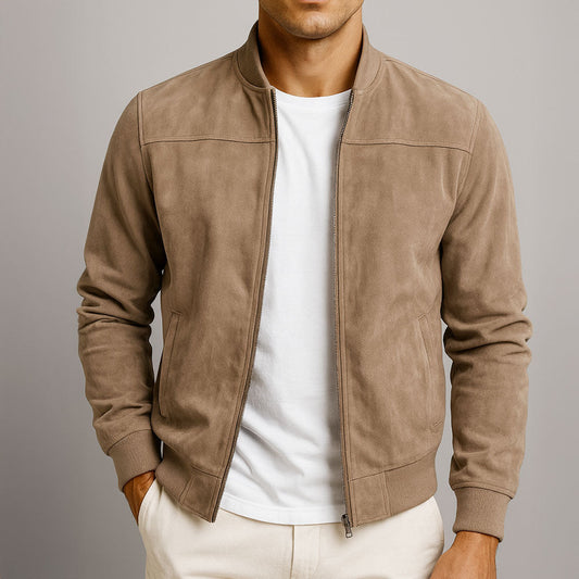 Herren Wildleder-Look Bomberjacke – Elegante Übergangsjacke Slim Fit & moderner Casual Style