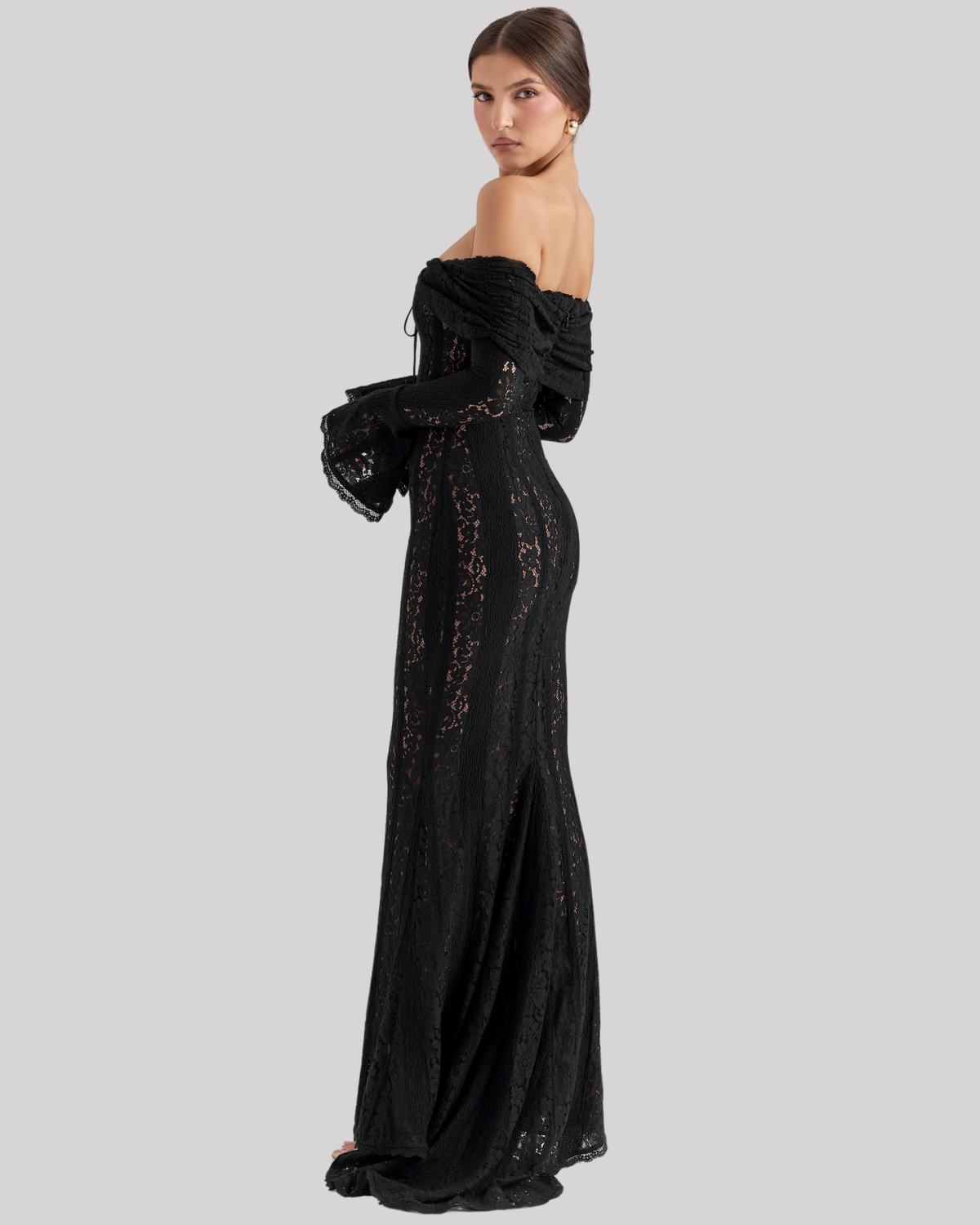 Elegantes Spitze Maxikleid für Damen – Off-Shoulder Abendkleid mit figurbetonter Silhouette