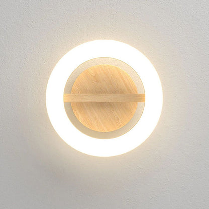 Annelis - LED Deckenlampe Offener Ring mit Holzrahmen