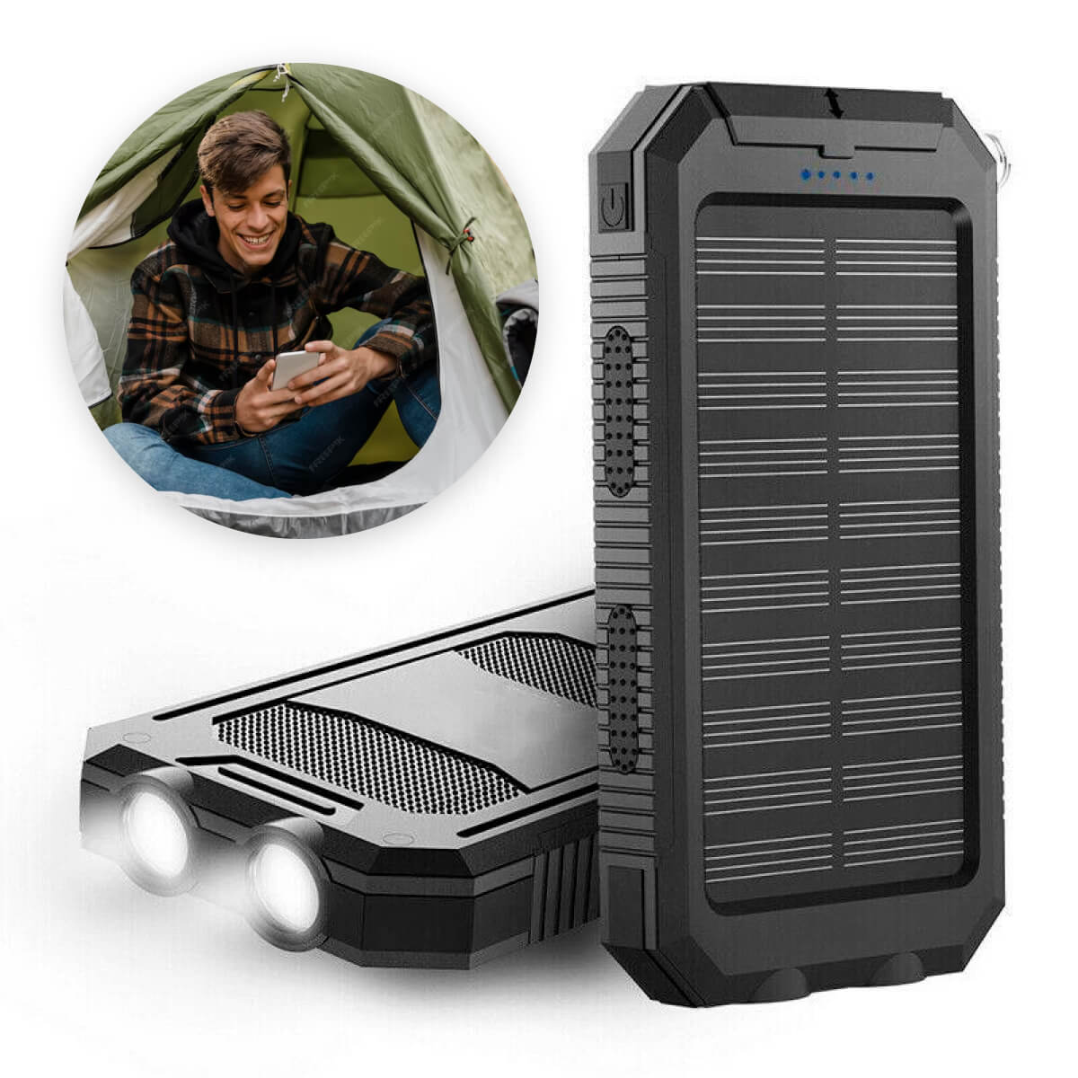 Voltisola - Externe Solar-Batterie 20.000 mAh, Wasserdicht – Tragbare Powerbank