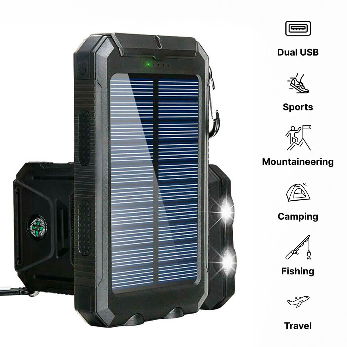 Voltisola - Externe Solar-Batterie 20.000 mAh, Wasserdicht – Tragbare Powerbank