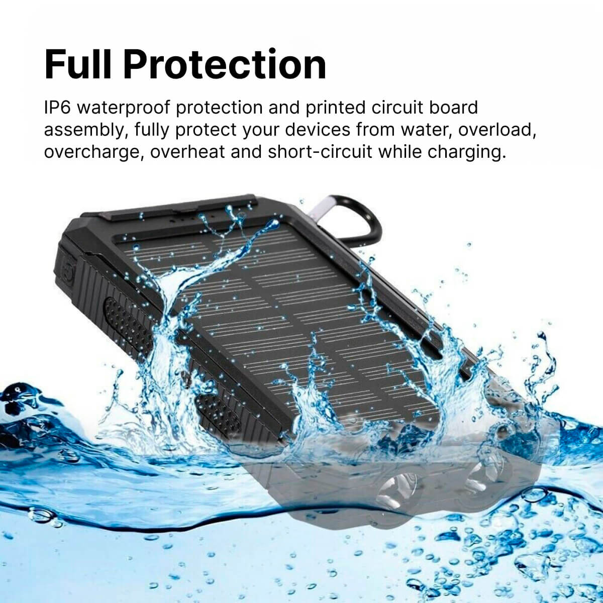 Voltisola - Externe Solar-Batterie 20.000 mAh, Wasserdicht – Tragbare Powerbank