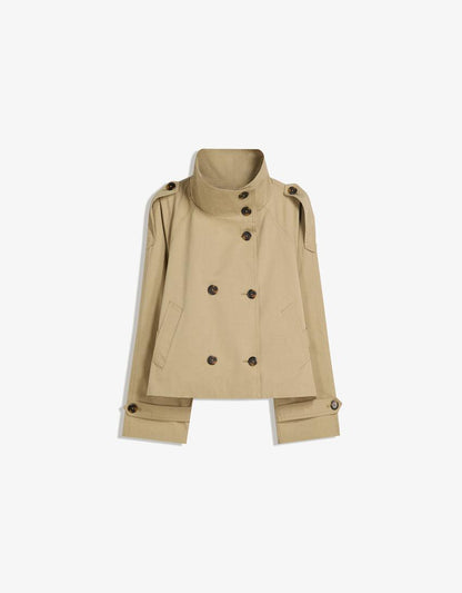 Elvire - Modischer Kurzer Frühlings-Trenchcoat für Frauen, Mit Knöpfen und Taillengürtel