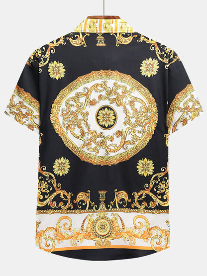 Stylisches Sommer Set mit Barock-Print – Kurzarm Hemd & Shorts für Herren