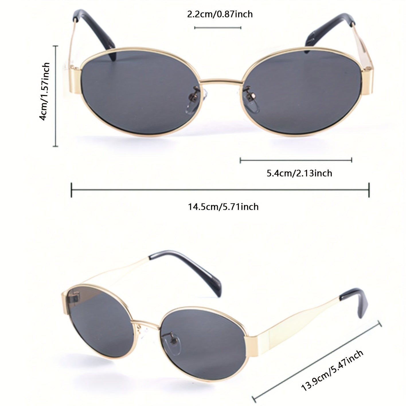 Ovale Retro Sonnenbrille mit Metallrahmen & UV400 Schutz für Damen – Elegante Slim Shades
