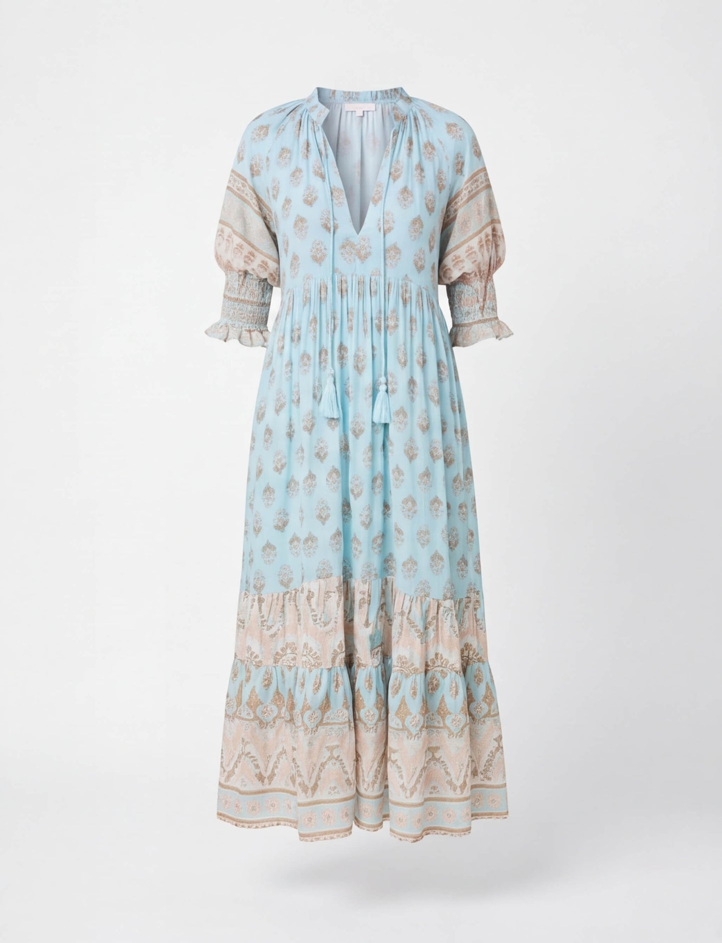 Boho Midikleid mit Print für Damen – Luftiges Sommerkleid mit V-Ausschnitt & Volant-Details
