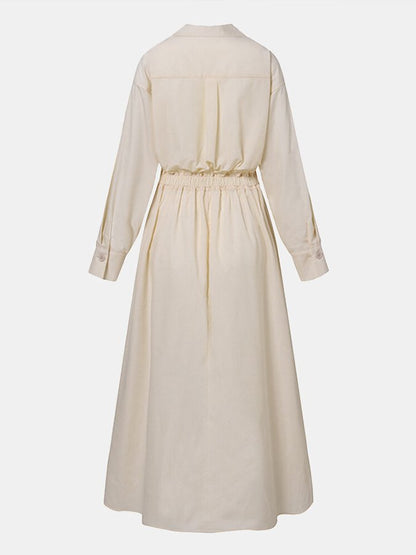 Elegantes Midi Hemdblusenkleid für Damen mit Taillierung und fließendem Schnitt