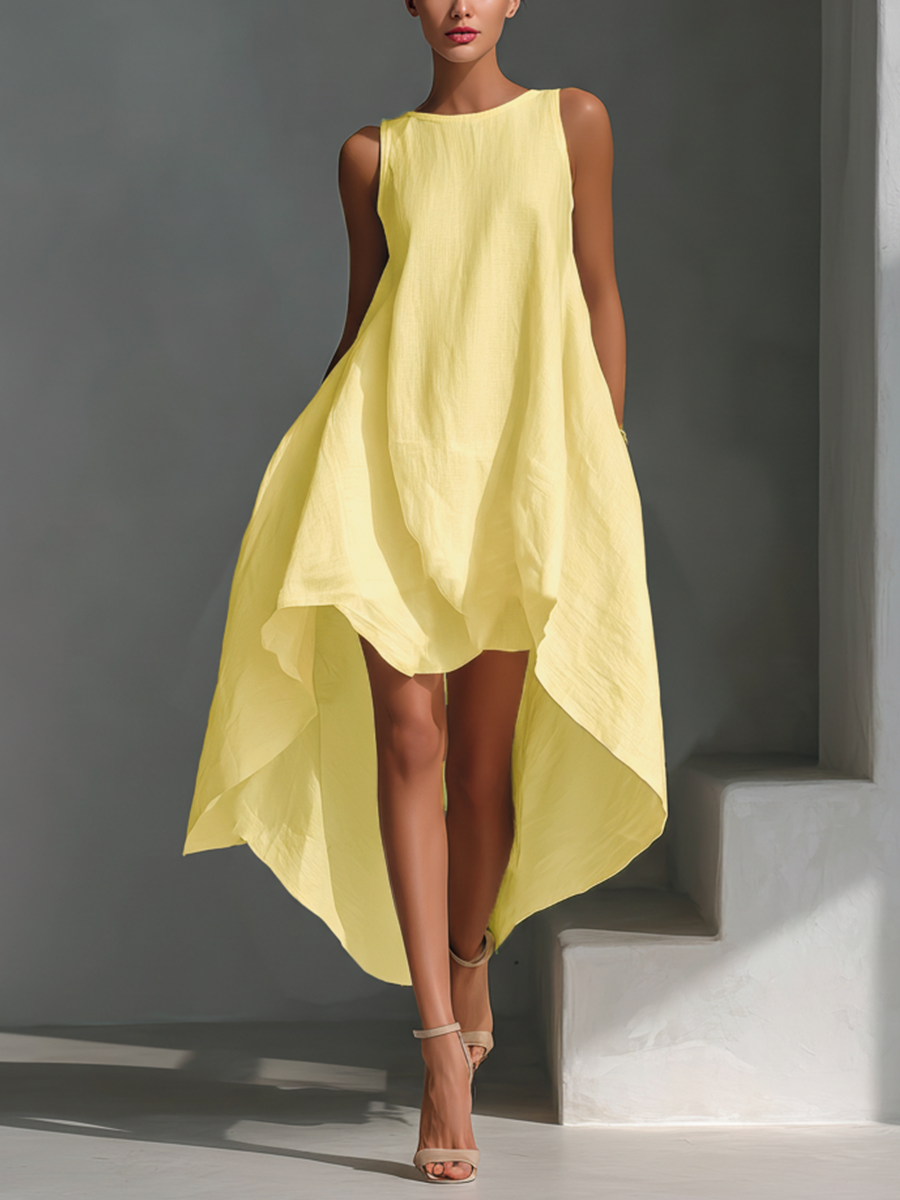 Ärmelloses Maxi Kleid für Damen – Luftiges High-Low Sommerkleid mit elegantem Fall