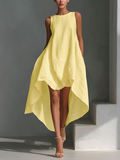Ärmelloses Maxi Kleid für Damen – Luftiges High-Low Sommerkleid mit elegantem Fall