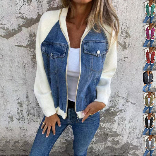 Aurélora - Weste für Frauen aus Denim und Jersey, mit Reißverschluss und Kapuze