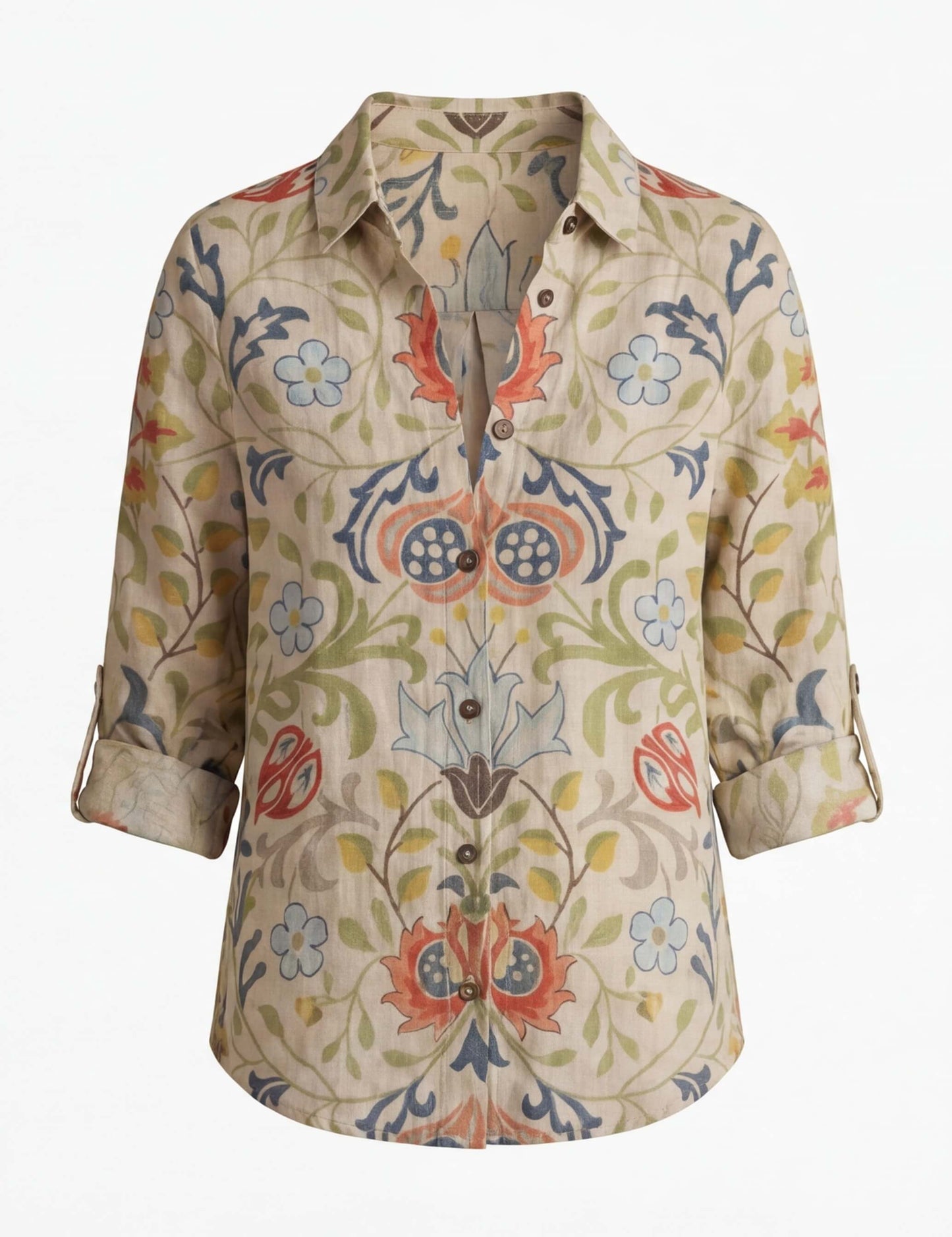 Leichte Damen Bluse mit floralem Print – Luftige Hemdbluse mit Knopfleiste & eleganter Passform