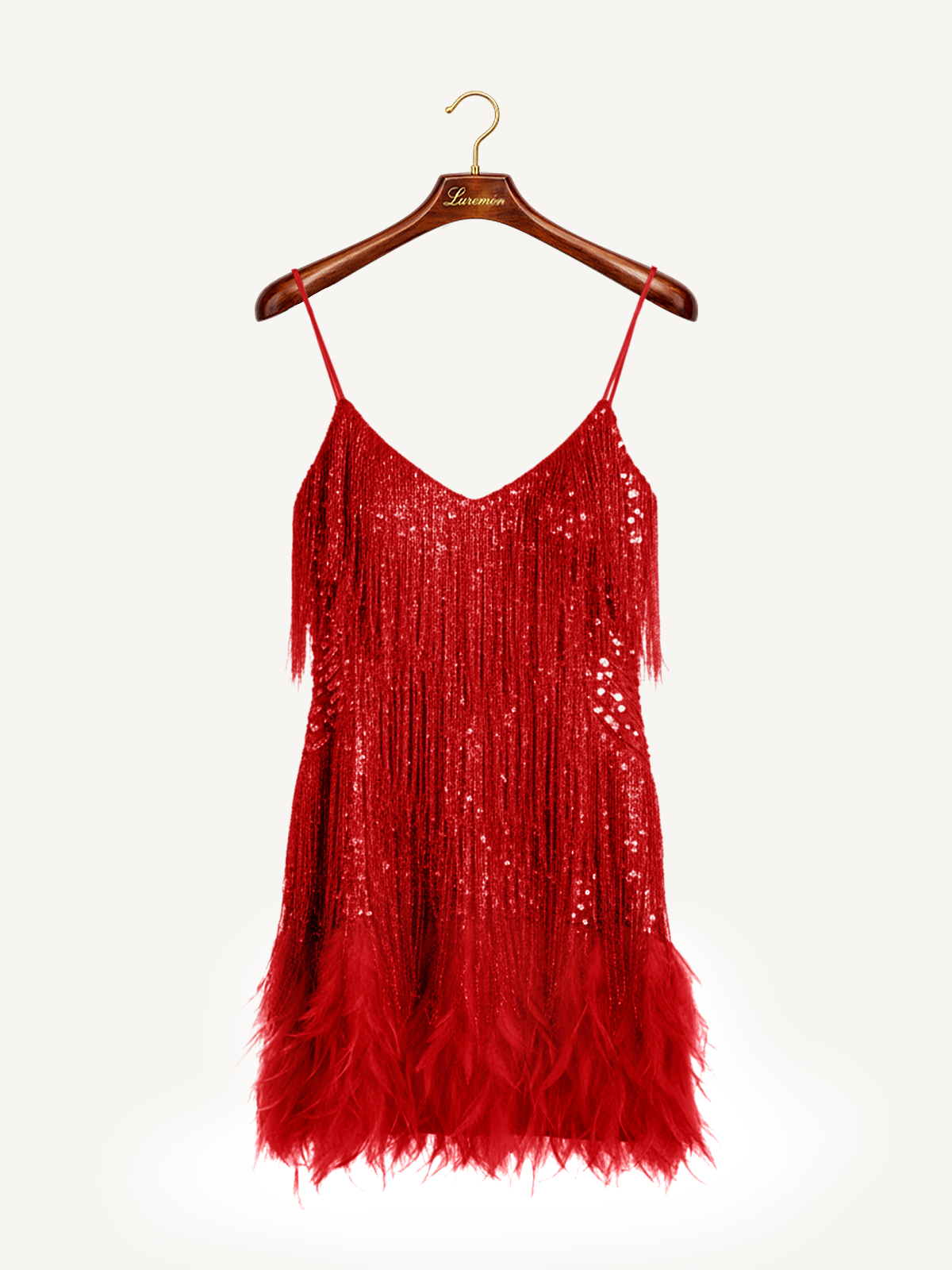 Elegantes Pailletten Fransenkleid für Damen – Glamouröses Party Cocktailkleid mit Federsaum