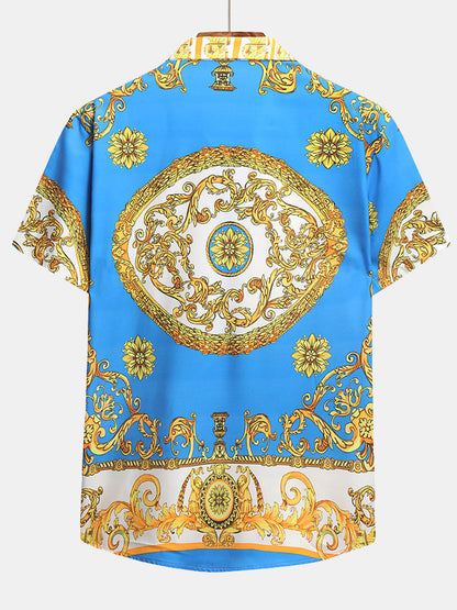 Stylisches Sommer Set mit Barock-Print – Kurzarm Hemd & Shorts für Herren
