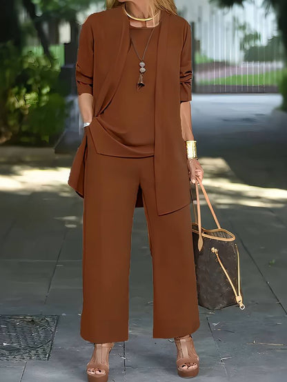 Mathilde - Lässiges Drei-Teile-Set für Frauen: Top, Weste und Hose