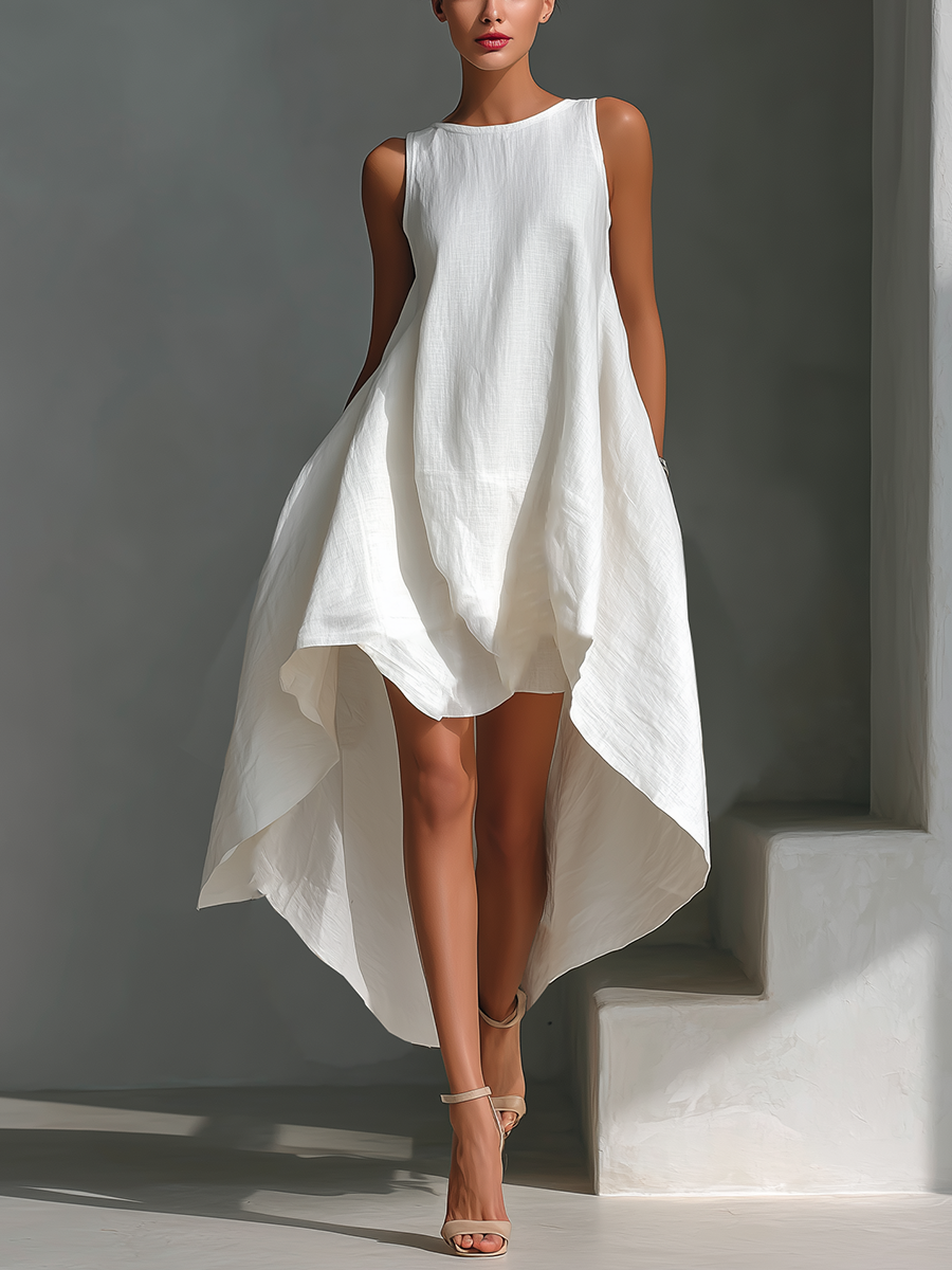 Ärmelloses Maxi Kleid für Damen – Luftiges High-Low Sommerkleid mit elegantem Fall