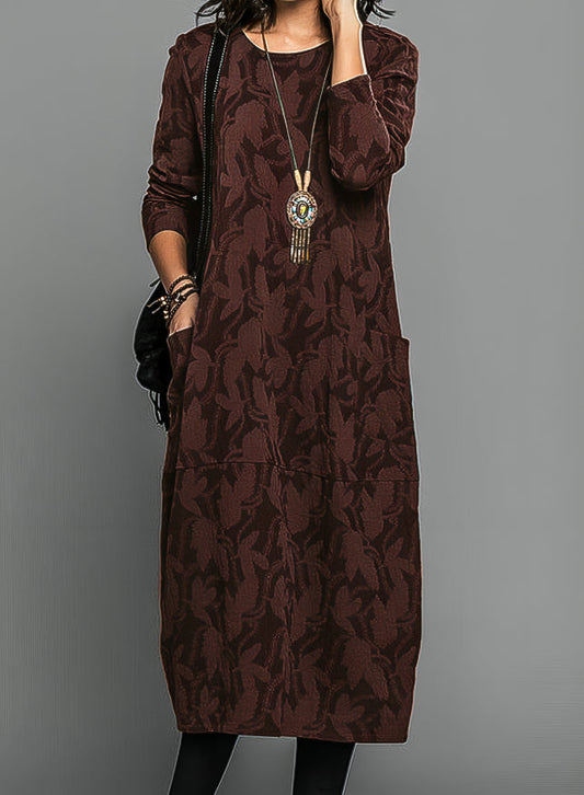 Ravelle - Bequeme Oversize-Frühjahrsrobe mit 3/4-Ärmeln, Blumenmuster und Taschen