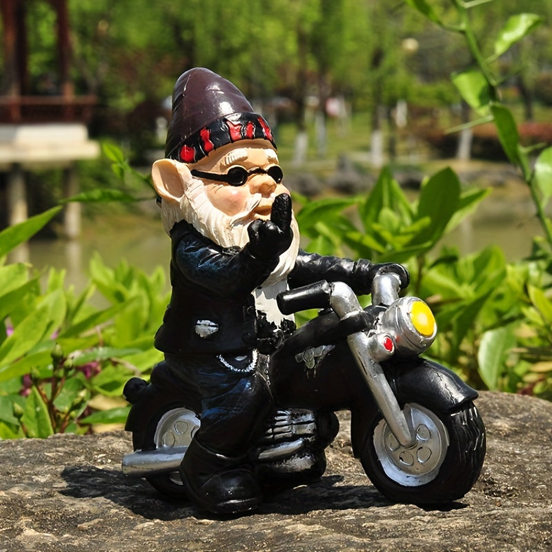 Lustige Garten Zwerg Biker Figur – Coole Motorrad Deko für Garten & Terrasse